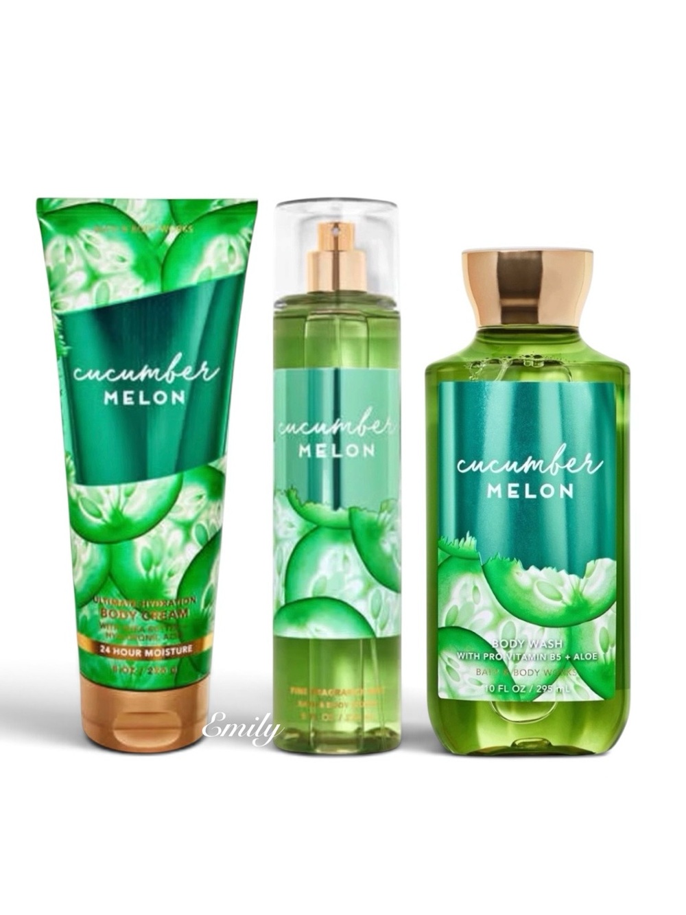 NEW! Bath & Body Works CUCUMBER MELON 3 Piece Body Care Set